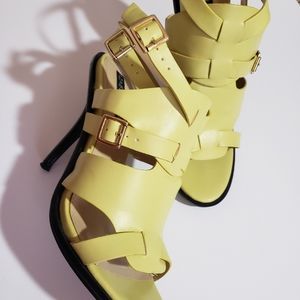 Kiwi Green Strappy Glove Heeled Sandal